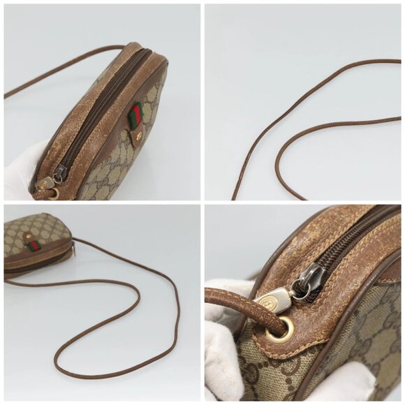 GUCCI GG Supreme Web Sherry Line Bag PVC Beige Gold 89 02 066 Auth 124761 - Picture 16 of 16